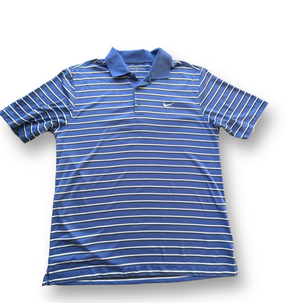 Nike Golf Blue/White Stripe Dri-fit Polo Men's Size Large Outdoors Sport